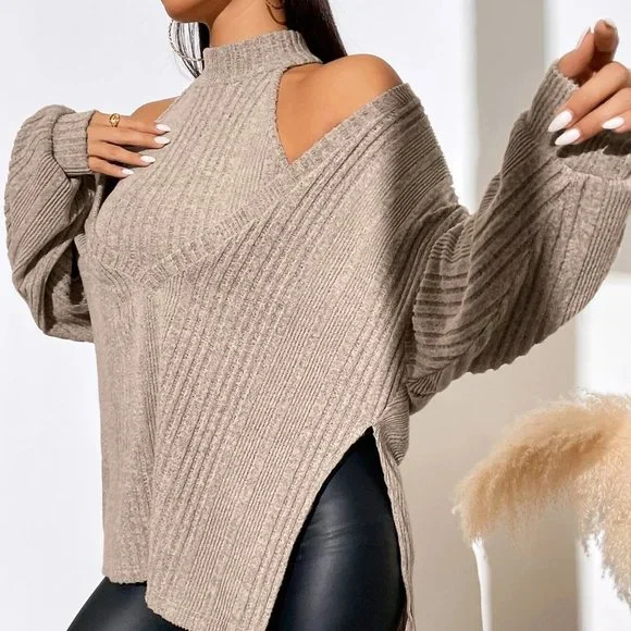 Casual Set Slit Hem Top & Halter Top Trendy Now - Picture 3 of 4